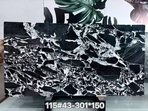 Grande dalle de marbre noir Napoléon rétroéclairée, marbre noir Calacatta Viola, marbre noir Calcite Bulgariy pour revêtement de sol, design de bordure et mur - Product Image 3