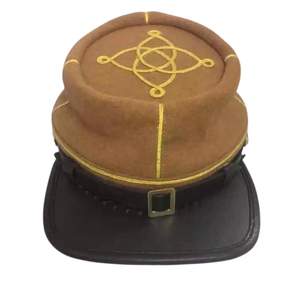 Képi d'officier de l'Académie française pour hommes, avec boutons-pression et sangle de menton, en marron, prix abordable, fabrication OEM sur mesure - Product Image 4