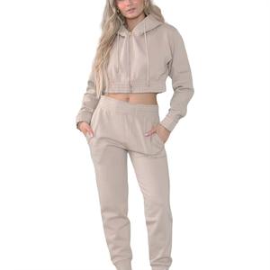Ensemble deux pièces pour femmes 100% coton survêtement court avec capuche vêtements pour femmes durables survêtement court pour adultes - Product Image 2