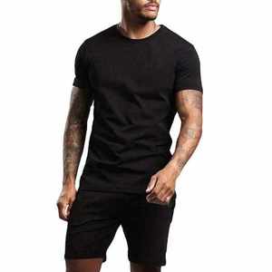 Camiseta personalizada de 2 piezas, conjuntos de pantalones cortos, ropa de hombre de talla grande de algodón, diseño de gran tamaño, conjuntos informales de camiseta y pantalones cortos para hombre, OEM - Product Image 4