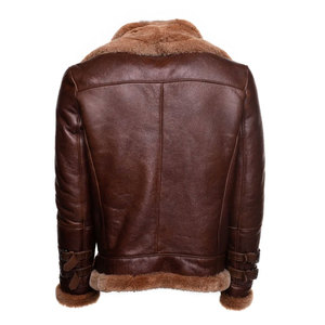 Fashionable Winter Men's Genuine Leather <b>Jackets</b> with Front Logo Zipper Closure Custom Pattern Regular Fit Windproof Breathable - Product Image 2