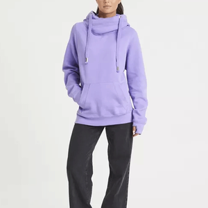 Col croisé coton polaire solide poche pull à capuche chaud élégant unisexe hiver S-3XL - Product Image 4