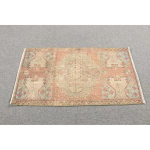 Alfombra Turca Vintage Pequeña de 1.6x2.9 pies (48x88 cm), Alfombra Marrón Sólida - Product Image 3