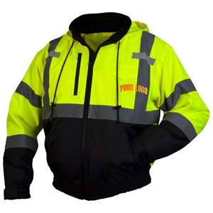 Veste de sécurité haute visibilité Construction à fermeture éclair imperméable Oxford Workwear Sleeve Vestes de travail réfléchissantes d'hiver - Product Image 1