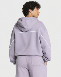 Conjunto de chándal con capucha oversize al por mayor, de color liso, corte holgado, top de manga larga y pantalones de pierna ancha, estilo streetwear - Product Image 5