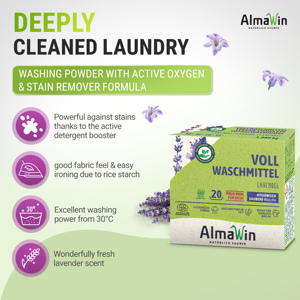 AlmaWin RTS 3 Lessive en Poudre Écologique Lavande 1,08 Kg - 20 Lavages Végane Ultra Concentrée Booster de Puissance de Lavage - Product Image 4