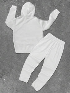 Survêtements d'hiver légers et écologiques personnalisés Regular Fit pour hommes survêtements à broderie abîmée Ensemble de jogging évasé deux pièces - Product Image 2