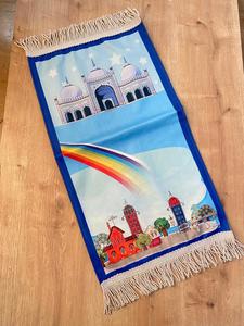 Ensemble de tapis de prière pour enfants, fait à la main/à la machine, tapis rectangulaire en soie touffetée, tapis de prière musulman, motif floral, tapis de prière pour enfants - Product Image 5