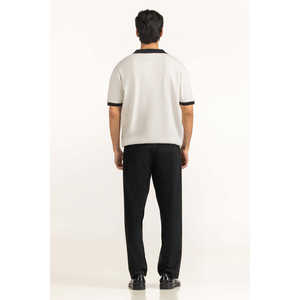 T-shirt Polo B pour Homme, Coupe Classique, Anti-plis, Confortable, Haute Qualité, Coupe Ajustée, en Spandex, Brodé, Motif Uni Foncé - Product Image 5