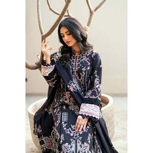FLORENT 3PC Chiffon Lawn Embroidered Summer Shirt Dupatta & Trousers <b>Set</b> with Khaddi Net <b>Embroidery</b>-BIC-4826 - Product Image 2