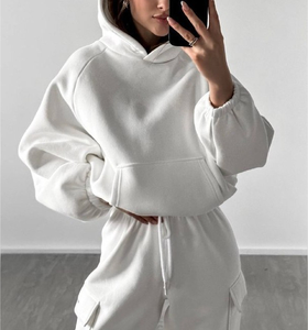 Venta al por mayor de alta calidad de las mujeres chándal conjunto Casual de dos piezas Jogger conjunto de las mujeres de lana personalizada conjuntos de Sudadera con capucha de las mujeres - Product Image 1