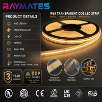 Tira de Luz LED COB UL 24V IP68 Impermeable de 5M, Tira LED de Alta Densidad con 480 LED, Flexible y Regulable para Uso en Exteriores