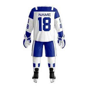 Men's Ice Hockey Uniform Set Heat-Transfer Printed 100% <b>Polyester</b> Breathable & Eco-Friendly Jersey & <b>Shorts</b> - Product Image 4