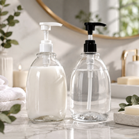 Bouteille de shampooing transparente en PET de 500 ml avec pompe à lotion, distributeur vide rechargeable pour gel douche, nettoyant corporel et savon liquide
