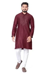 Nuevo Kurta Casual para Hombre, Corte Ajustado, Manga Larga, Diseño Shalwar Kameez, Material de Poliéster y Algodón, Estilos de Diseñador para Hombres - Product Image 5