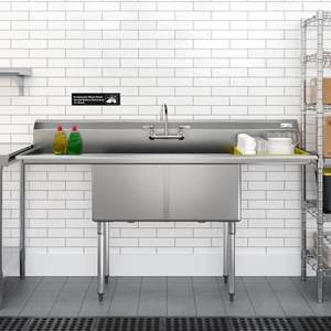 อ่างล้างจานเชิงพาณิชย์16เกจ72นิ้วกันน้ำมันกระเด็น18X18X14ชาม KM-SB181814-18B316มาตรฐาน NSF - Product Image 4