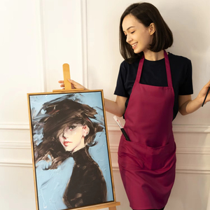 Delantal sin mangas de poliéster personalizable BEAM 100% con bolsillos delanteros y diseño de encaje trasero ODM logotipo personalizado para revendedores - Product Image 1