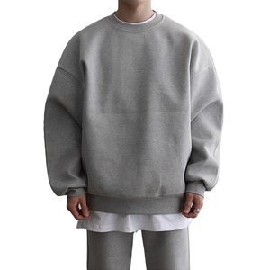 Drop shoulder manga larga cuello redondo pulóver sudaderas todos los tamaños logotipo personalizado hombres sudaderas básicas algodón mezclado sudaderas - Product Image 2