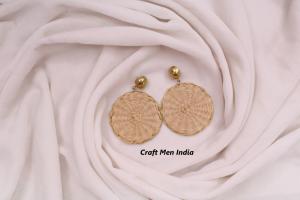 Bohemian Raffia Colorful Square Geometric Pendants Multi-Color Rattan <b>Earrings</b> with Pearl Gift for Style-Conscious Individuals - Product Image 3