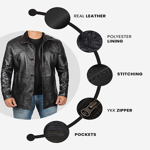 Skinjacket สำหรับผู้ชายแจ็คเก็ตหนังปะติดแขนยาวเข้ารูปสำหรับฤดูหนาว - Product Image 5