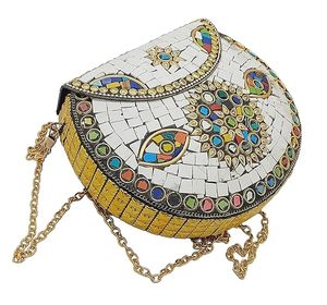 Sac à main en mosaïque de style classique tendance, broderie, forme personnalisable, touche artistique artisanale pour les festivals, les occasions, vente en gros - Product Image 3