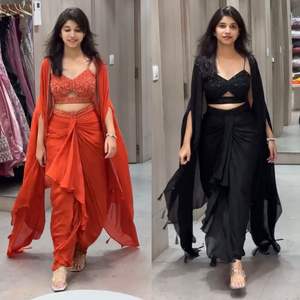 Conjunto de Choli y Shrug Elegante para Mujer, Combinación Perfecta para Fiestas, Bodas y Ocasiones Festivas con un Look Moderno - Product Image 4