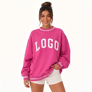 Sweat-shirt personnalisé en coton épais, col montant, brodé, en molleton doux, coupe oversize - Product Image 1