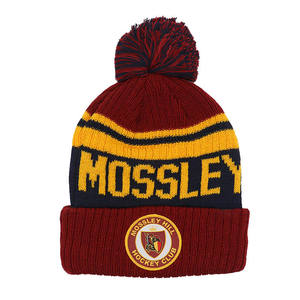 Knitted Thick Soccer Football Fans Beanies Bobble <b>Hat</b> With Logo on the front - Product Image 5