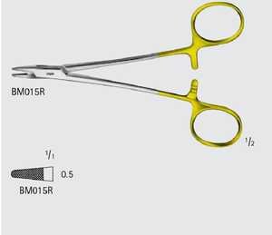 Durogrip TC BAUMGARTNER Base d'aiguille sécurisée Source d'alimentation manuelle plaquée or pour instruments de chirurgie générale - Product Image 1