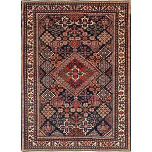 Tapis en laine noué à la main Aalam Blue, grand tapis rectangulaire abstrait à motif médaillon pour salon, couloir et autres pièces de la maison - Product Image 1