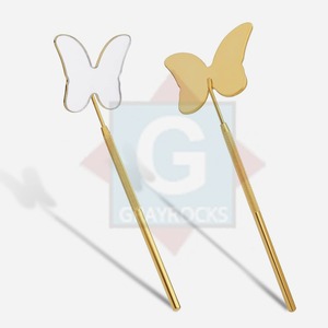 Espejo de pestañas de acero inoxidable de etiqueta privada, espejo de extensión de pestañas de maquillaje multicolor de mariposa - Product Image 4