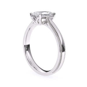 Anillo solitario vintage con diamante de laboratorio de corte esmeralda y bordado milgrain de 1.02 ct en oro amarillo, blanco y rosa de 9K - Product Image 2
