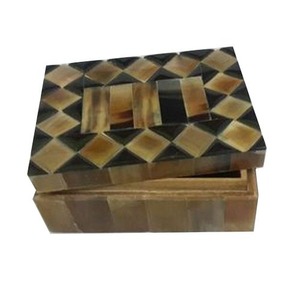 Boîte de rangement élégante en corne naturelle, organisateur de bibelots de bijoux en plastique pour le bureau à domicile, échantillon gratuit, bac de rangement décoratif souvenir - Product Image 6