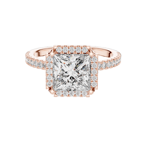 Bague de fiançailles en diamant de laboratoire taille princesse 2,93 carats, clarté VVS-VS EF, or 18 carats, 14 carats, 10 carats et argent 925, rose, jaune, blanc - Product Image 2