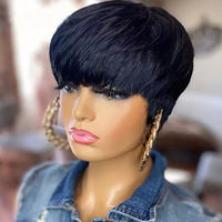 Nouvelle conception pour l'été : Perruque courte en cheveux humains brésiliens, coupe pixie sans lacet, fabriquée à la machine, pour femmes noires - Fournisseur