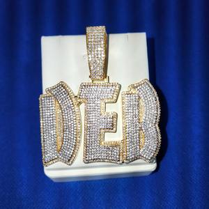 Vente chaude 925 Sterling Silver Personnalisé Lettre Hip Hop Pendentif Entièrement Glacé Moissanite Diamant Plaqué Or Prix Compétitif - Product Image 2