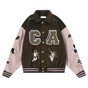 Parches bordados de chenilla para hombre chaquetas universitarias Cuerpo de lana Mangas de cuero Letterman Baseball College Jacket - Product Image 6