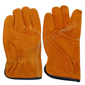 ถุงมือหนังแพะสำหรับงานก่อสร้างถุงมือทำงานหนังแพะแบบเรียบลายทนทาน100% - Product Image 2