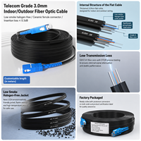 Cordon de brassage fibre optique monomode extérieur FTTH de qualité télécom SC vers SC, LSZH, avec 3 fils de renfort en acier, pour réseau ONT domestique