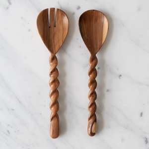 Ensemble de couverts en bois au design unique avec des bords lisses et une prise robuste pour une expérience culinaire confortable et sûre - Product Image 3