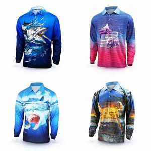 Polos de pêche sublimés bon marché t-shirt de pêche polo de sport imprimé de logo vente en gros de chemises pour hommes polo en polyester personnalisé - Product Image 5