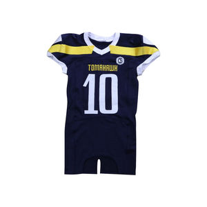 Camiseta de fútbol americano auténtica azul marino, tela de secado rápido, logotipos de equipos personalizados, proveedor de ropa deportiva personalizada de Pakistán - Product Image 1
