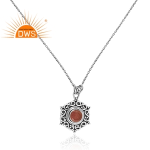 Meilleure vente de collier pendentif en argent sterling oxydé avec quartz fraise naturel et pierres précieuses fabricant de bijoux personnalisés - Product Image 2