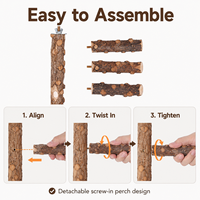 Support de perchoir naturel en bois de poivre pour oiseaux, jouet d'activité multi-niveaux pour cage, vente en gros d'accessoires pour animaux de compagnie