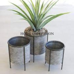Set Of 3 Grey Color Galvanized Planter and <b>Pots</b> Exclusive Quality <b>Large</b> Size <b>Indoor</b> and Outdoor Garden Farmhouse Planters <b>Pots</b> - Product Image 4