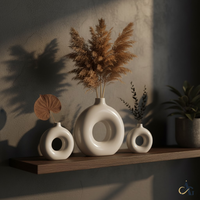 Jarrón de Cerámica Moderno Hecho a Mano, Ecológico, en Forma de Donut, con Acabado Brillante, para Decoración de Bodas, Salas de Estar y Oficinas