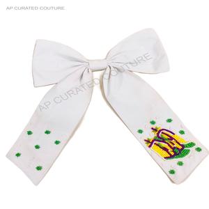 Beaded Hair Bows Hair Accessories Handcrafted Seed Beaded <b>Sports</b> alligator Tail Bows Beaded Trendy <b>Headband</b> Beaded Bows - Product Image 2