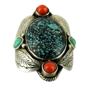 Beau Style !! Bague en argent Sterling 925 Turquoise et corail, livraison dans le monde entier pour de beaux doigts - Product Image 1