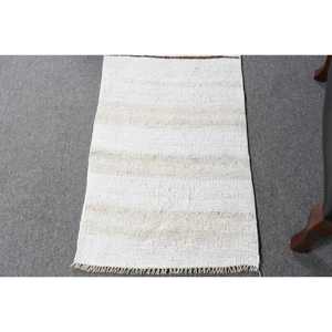 Vintage 1.7x8.1 ft <b>Runner</b> <b>Rug</b>, Turkish <b>Rug</b>, Kilim White Solid <b>Rug</b> - Product Image 4