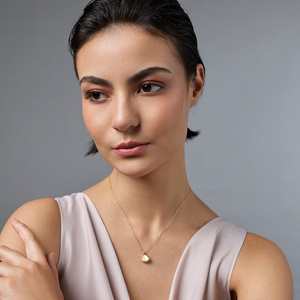Collier en argent 92,5 plaqué or rhodié 188244, tendance, forme goutte d'eau, zircon, diamant, perle, chaînes en or rose pour fiançailles - Product Image 3